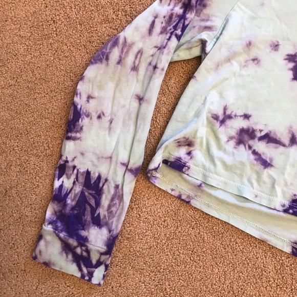 Empyre Tie Dye Crop Tee Womens Size Medium Long Sleeve Blue Purple - Picture 8 of 14